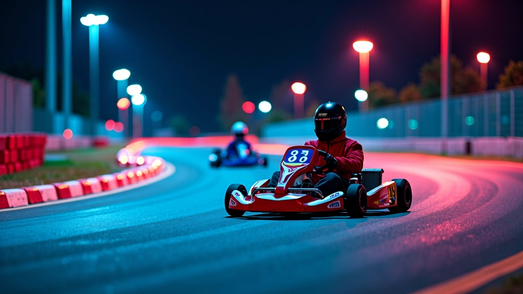 مضمار كارتينج دولي حديث مع أضواء احترافية وتقنيات عالية